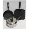 LOT OF ASSORTED COOKWARE INCL: 10.5" SQUARE FRYING