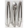 Image 1 : LOT OF 3 NEW SETS OF 9" STAINLESS STEEL TONGS