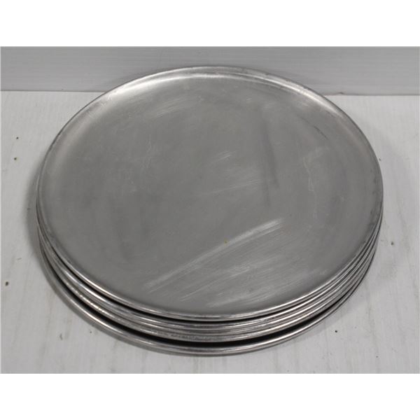 SIX 12" COMMERCIAL ALUMINUM PIZZA PANS