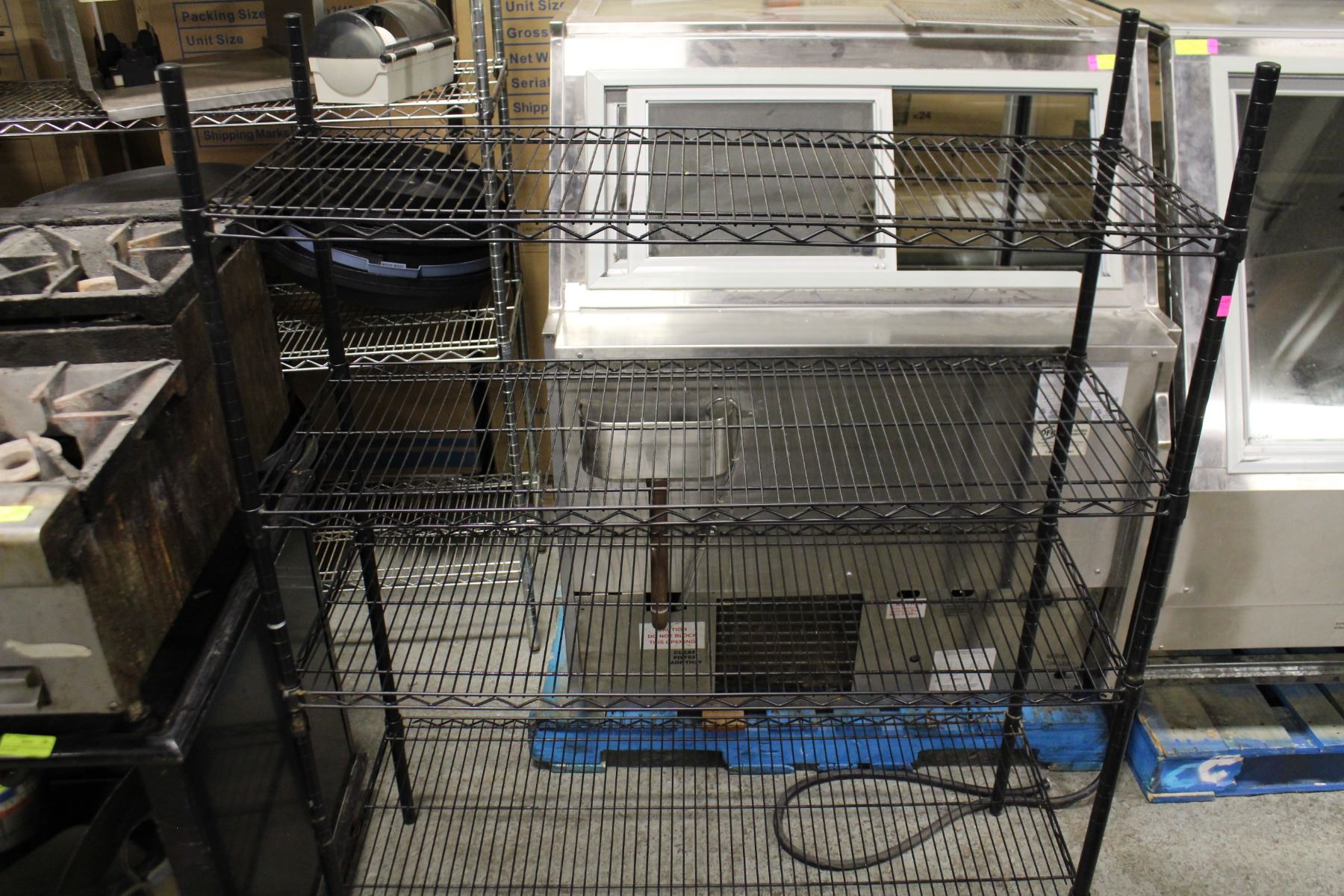 4' BLACK WIRE COMMERCIAL STORAGE RACK - 4 TIER
