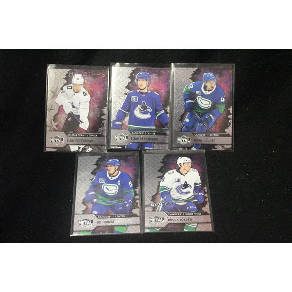 20-21 UD SKYBOX METAL LOT OF 5 VANCOUVER CANUCKS CARDS