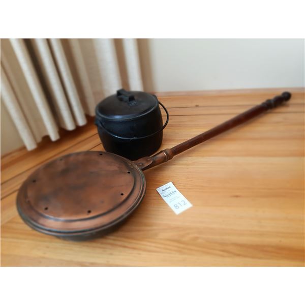 Antique Copper Bed Warmer Cat a