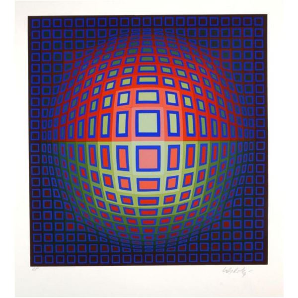 Victor Vasarely- Original Serigraph "Blue Composition"