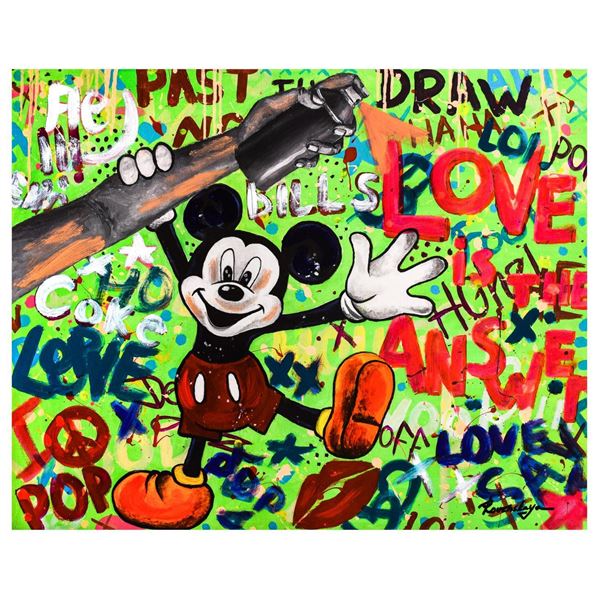 Nastya Rovenskaya- Mixed Media "Mickey Mouse In Love"