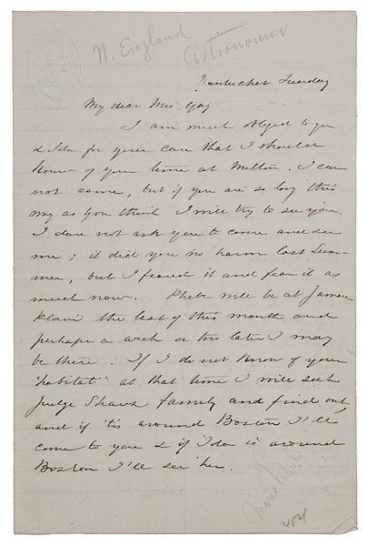 Autograph Letter Signed by Maria Mitchell, First Woman Astro