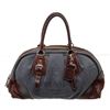 Image 1 : Prada Blue Denim Leather Bowler Shoulder Bag