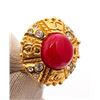 Image 4 : Chanel Gold Red CC Round Earrings