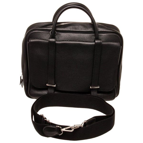 Hermes Black Taiga Leather Steve Travel Bag