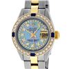 Image 1 : Rolex Ladies 2 Tone 18K Gold Bezel Blue String Diamond & Sapphire Datejust Wrist