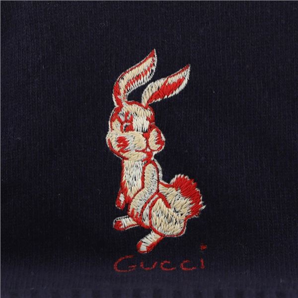 Gucci Kid's Throw Blanket Printed Wool with Applique Blue