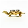 Image 6 : Vintage Petite 18K Yellow & White Gold 1.0 ctw Diamond Textured Turtle Pin Brooc