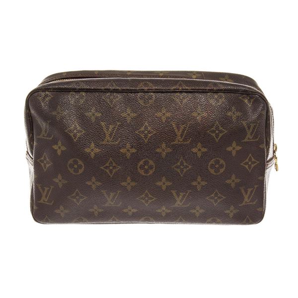 Louis Vuitton Brown Monogram Canvas Leather Trousse Toiletry 28cm Pouch Bag