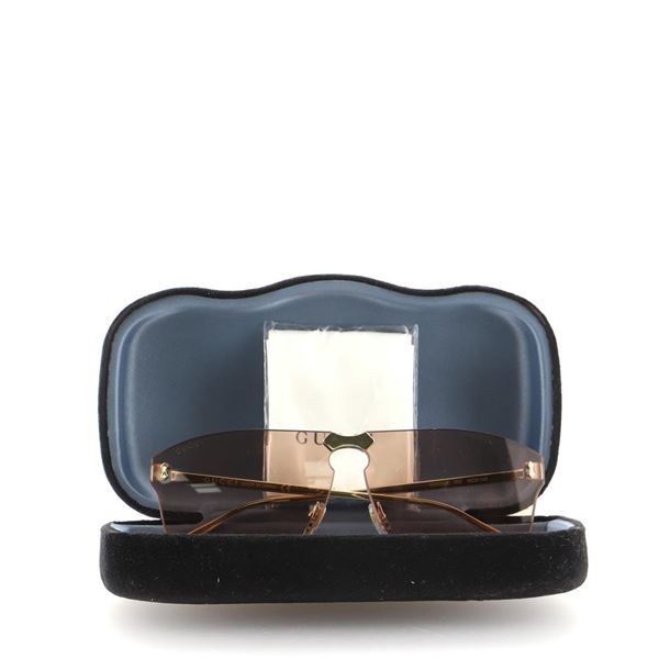 Gucci Rimless Sunglasses Metal Brown, Gold