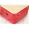 Image 8 : Hermes Rouge Garance Red Leather & Beige Toile Canvas Victoria Messenger Bag