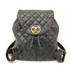 Image 1 : Chanel Vintage Black Quilted Caviar Leather CC Drawstring Backpack