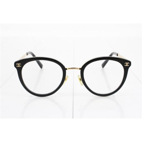 Chanel Black Gold-tone Pantos Trasparent Eyeglasses
