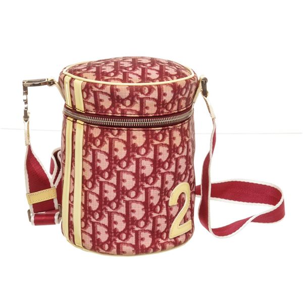 Christian Dior Red Canvas Leather Trotteur Crossbody Bag