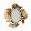 Image 4 : Vintage 14k Gold Oval Opal Solitaire & Nugget Textured Free Form Cocktail Ring