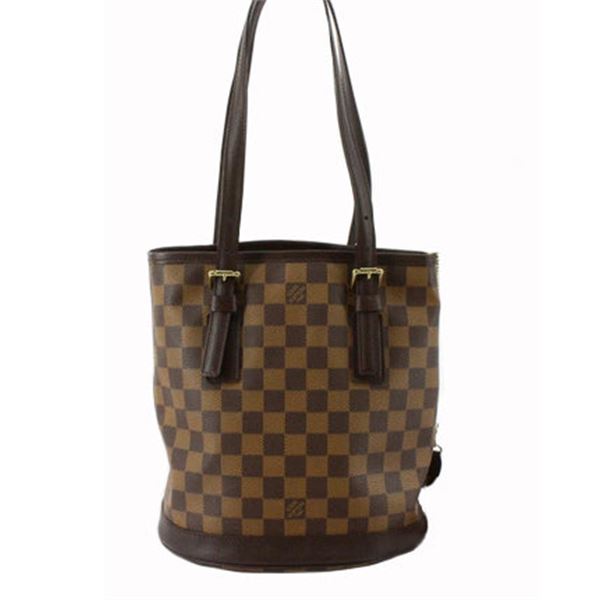 Louis Vuitton Damier Ebene Canvas Leather Bucket Marais Bag