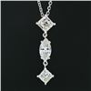 Image 6 : Vintage 14k White Gold 1.63 ctw Princess & Marquise Diamond Drop Dangle Pendant