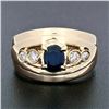 Image 2 : 18k Yellow Gold 0.87 ctw Oval Sapphire & Round Diamond Polished Wide Band Ring