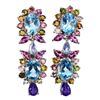 Image 1 : Natural Topaz Amethyst Tanzanite Tourmaline Earrings