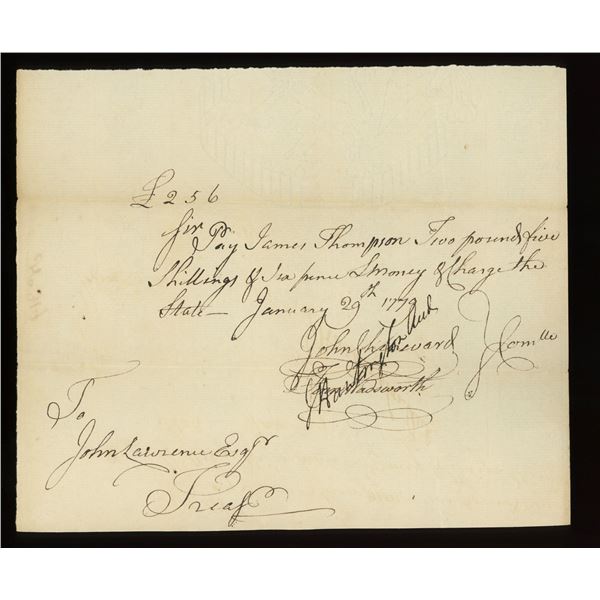 Connecticut, Pay-Table Committee, 2 pounds five shillings and sixpence, Jan. 29, 1779, payable to Ja