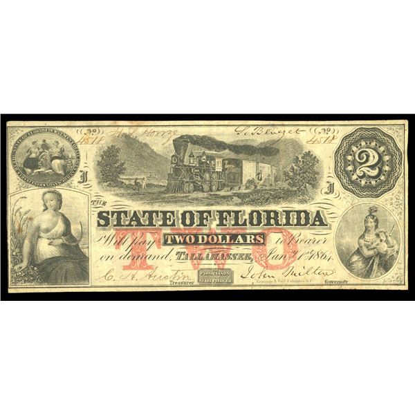 Tallahassee, Florida, $2, Jan. 1, 1864, serial 4518.