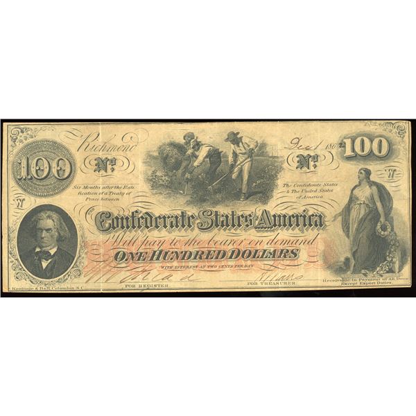 Richmond, CSA, $100, Dec. 1, 1862.