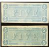 Image 2 : Lot of two Richmond, Confederate States, $5, Feb. 17, 1864.
