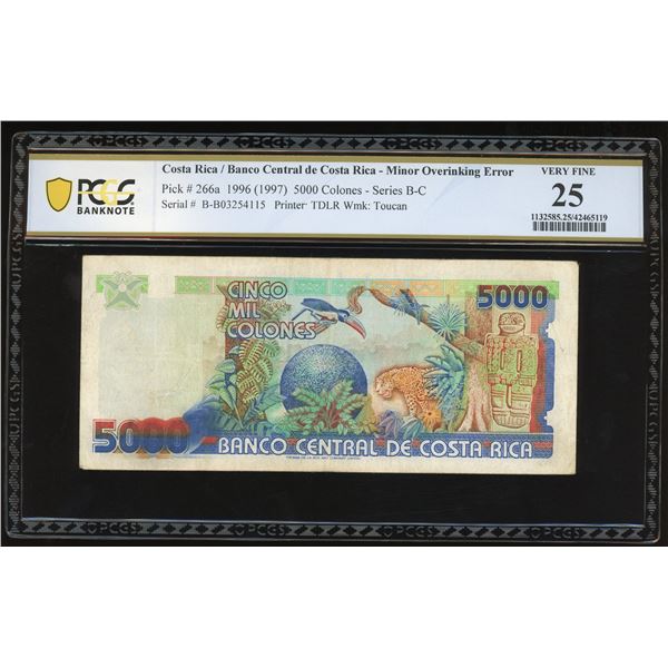 San Jose, Costa Rica, Banco Central, 5000 colones, 27-3-1996 (1997), series B, serial B03254115, min