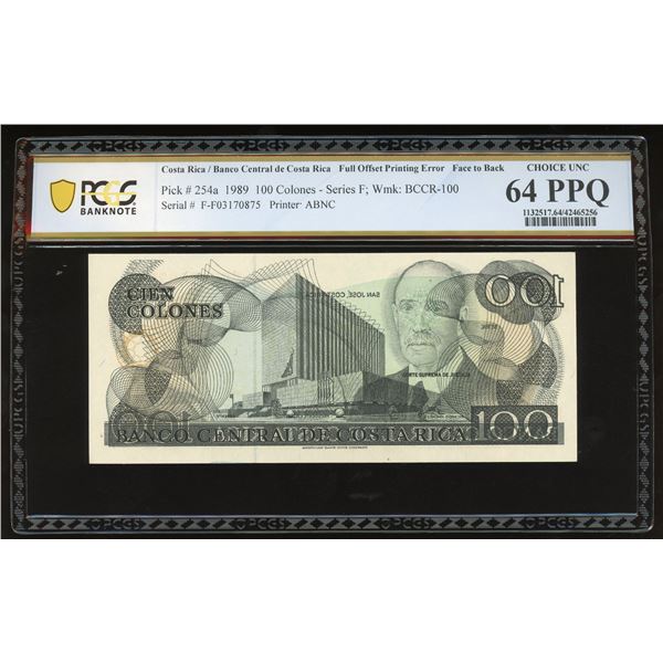 San Jose, Costa Rica, Banco Central, 100 colones, 4-10-1989, series F, serial F03170875, full face t