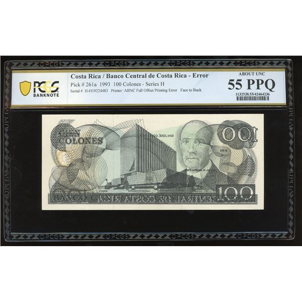 San Jose, Costa Rica, Banco Central, 100 colones, 28-9-1993, series H, serial H19224483, full face t