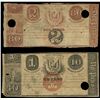 Image 1 : Lot of two Dominican Republic, Spanish Administration notes of 1848: 2 peso = 80 centavos and 1 peso