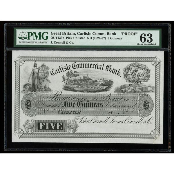 Carlisle, Great Britain, Carlisle Commercial Bank, 5 guineas front proof, no date (1824-37), PMG Cho