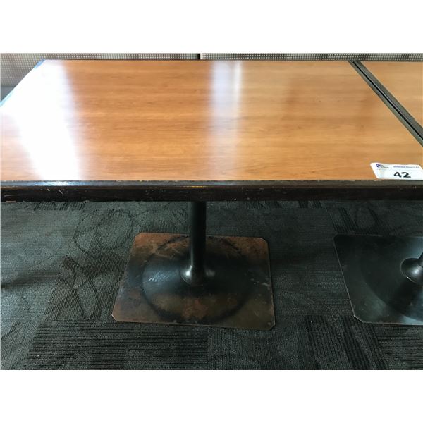 42" X 28" RESTAURANT TABLE WITH METAL BASE