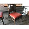 Image 1 : 6 X HOLSAG MAPLE AND UPHOLSTERED CHAIRS. 5 RED AND 1 GREY