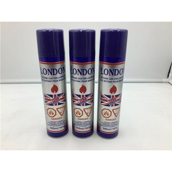 London Butane Gas for Lighters 3X300ml