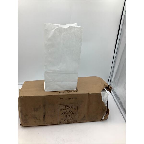 Crown Kraft White Paper Bags 500 Count