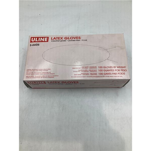 Uline Latex Gloves 5mil Industrial Grade - Size Small - 100 Gloves By Weight