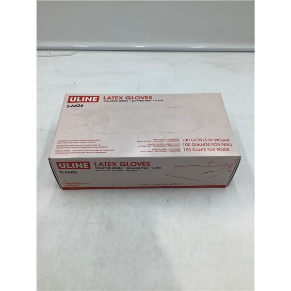 Uline Latex Gloves 5mil Industrial Grade - Size Medium - 100 Gloves By Weight