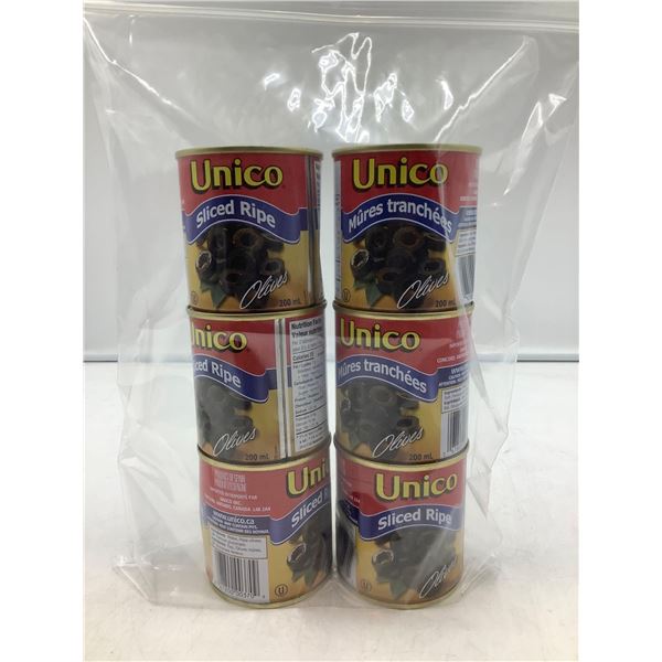 Unico Sliced Ripe Black olives 6x200ml