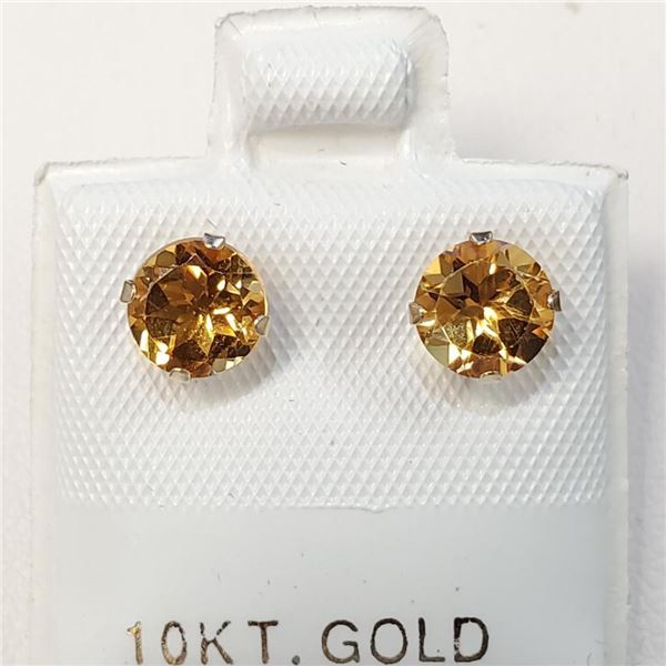 10K Yellow Gold Citrine(1.2ct) Stud Earrings, Made in Canada, Suggested Retail Value $300