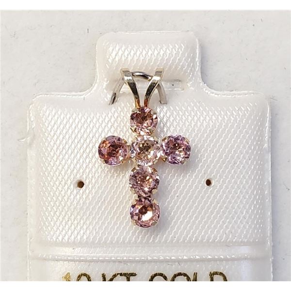 10K Yellow Gold Tourmaline Cross Shapped Pendant, Made in Canada, Suggested Retail Value $300