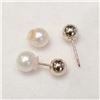 Image 2 : 14K Yellow Gold F.W. Pearl Reversible Stud Earrings, Made in Canada, Suggested Retail Value $200