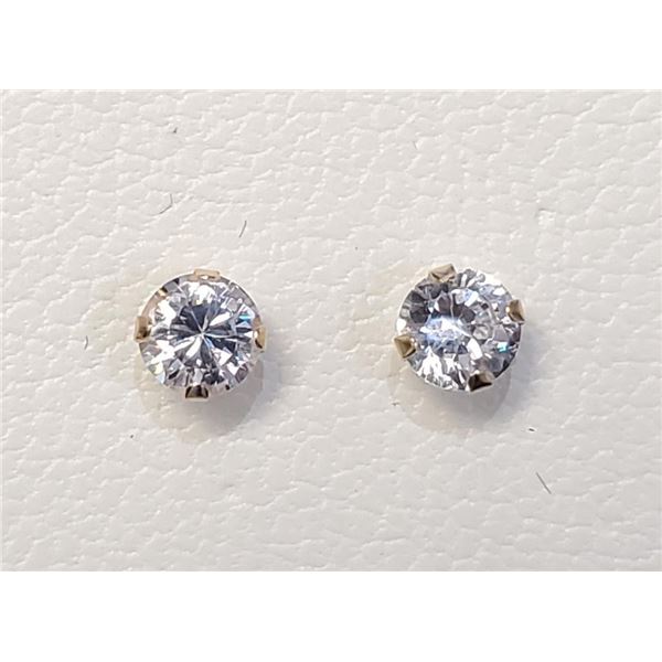 10K Yellow Gold Cubic Zirconia Stud Earrings (~weight 0.48g), Made in Canada, Suggested Retail Value