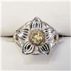 Image 1 : Silver Gemstone Flower Design Ring (~Size 6.5)(Ring is resizable for $40) (~weight 3.4g), Suggested 