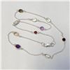 Image 2 : Silver Gemstones Necklace (~length 18 inches) (~weight 4.38g), Suggested Retail Value $300