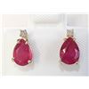 Image 1 : 14K Yellow Gold Ruby(1.2ct) Diamonds(0.03Ct,I1-I2,G-H) Stud Earrings (~weight 1.3g), Made in Canada,