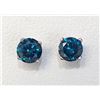 Image 1 : 14K White Gold Diamonds(1Ct,I1-I3,Intense Blue) Stud Earrings (~weight 0.73g), Made in Canada, Appra